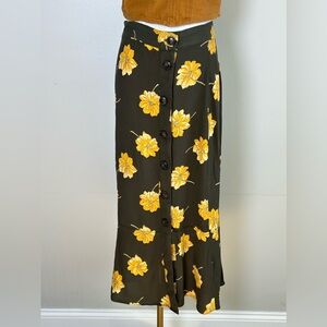 Madewell Floral Button-front midi Skirt - Yellow and green size 8